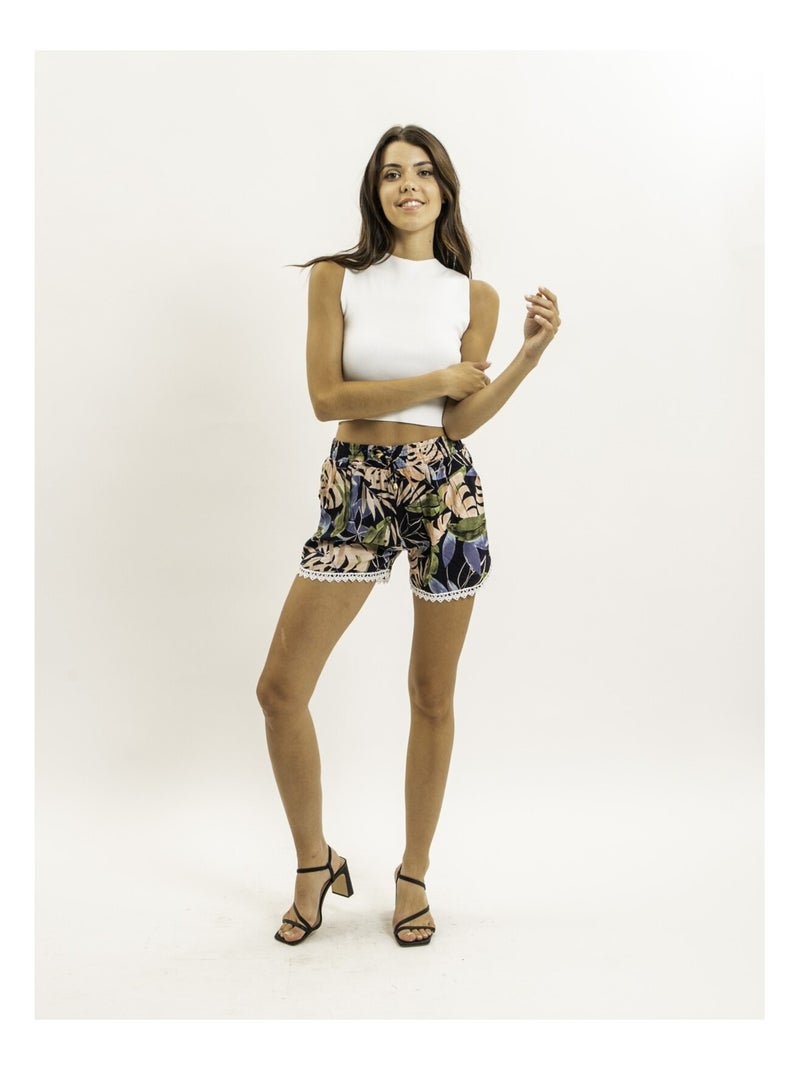Short dentelle et motifs XIDIVA Bleu marine - Kiabi