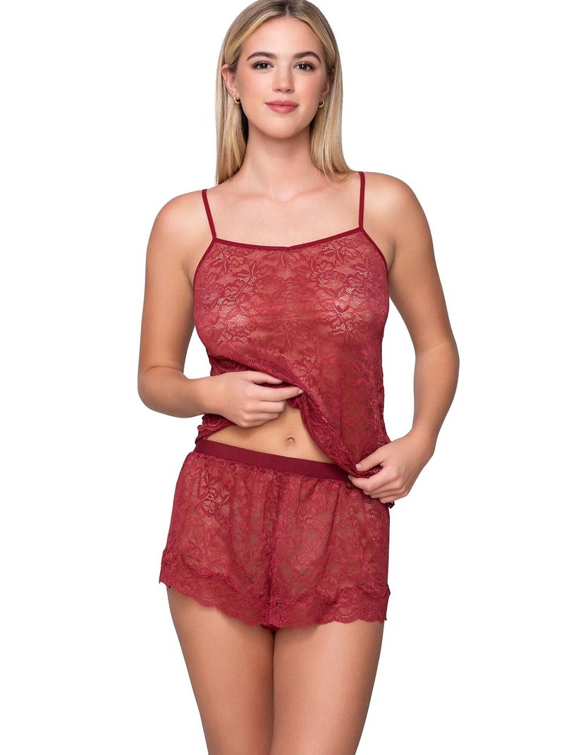 Short dentelle MICRO TOUCH LACE Rouge - Kiabi