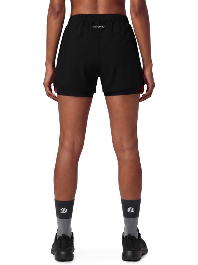 Short double couche trail running femme randonnée femme araroa-w Noir - Kiabi