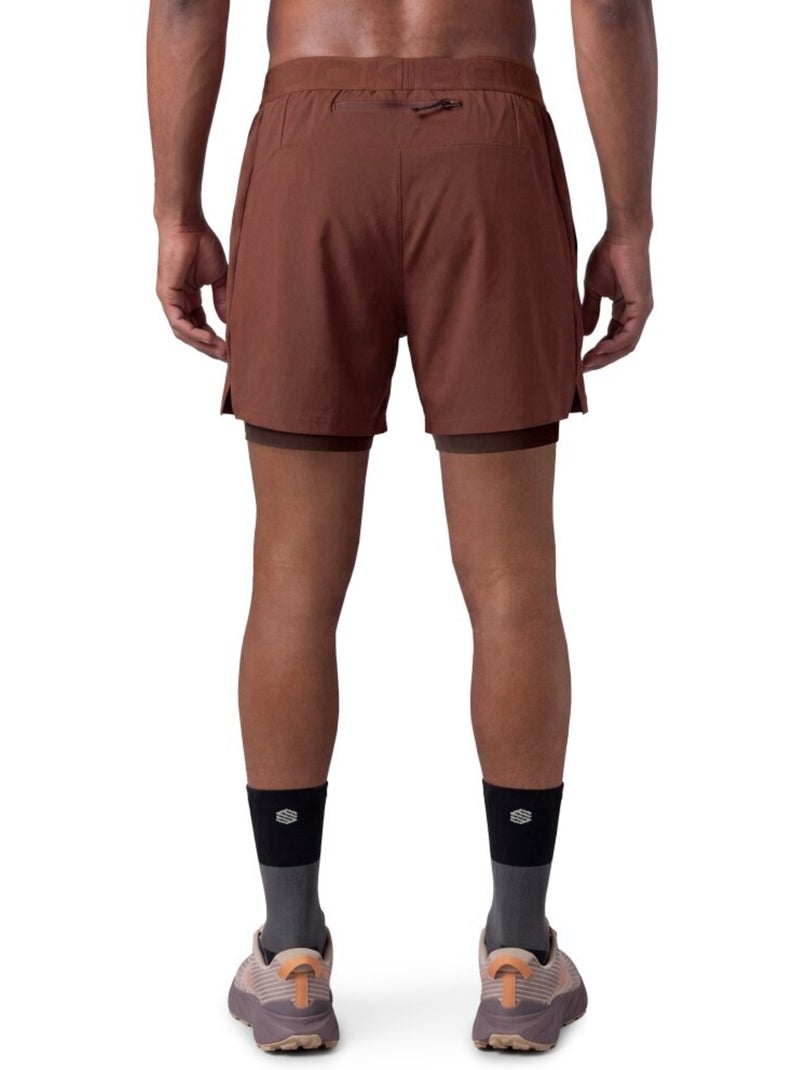 Short double couche trail running homme randonnée homme overland Marron - Kiabi