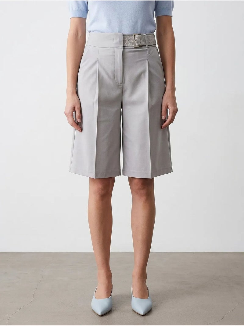 Short droit à taille haute et ceinture dilvin Gris clair - Kiabi