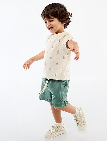 Short droit en french terry en coton uni