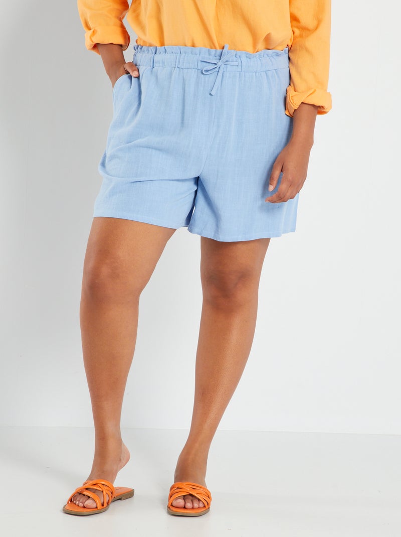 Short droit en lin Bleu - Kiabi