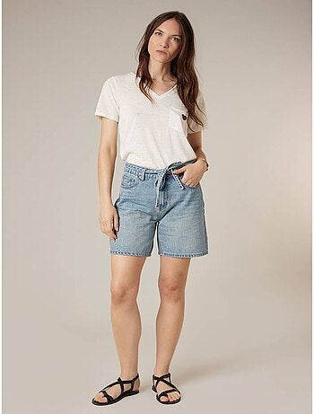 Short droit femme en jean 100% coton 'Deeluxe'