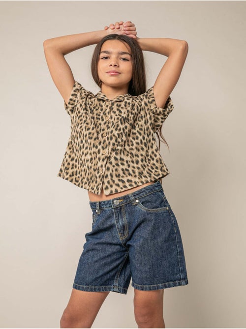 Short droit fille en jean 100% coton 'Deeluxe' - Kiabi