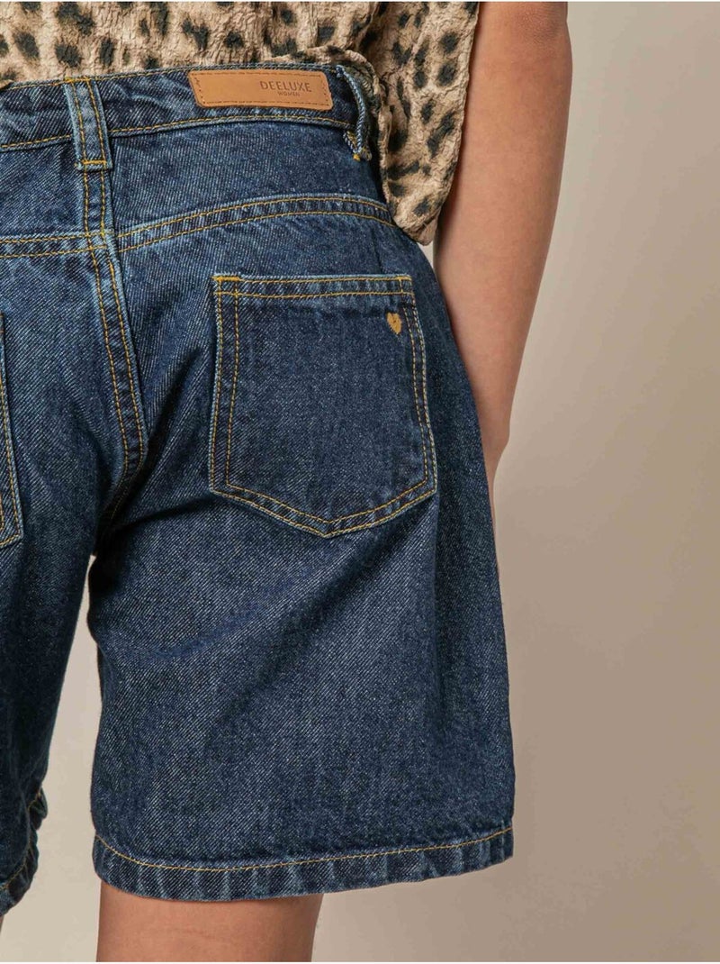 Short droit fille en jean 100% coton 'Deeluxe' Bleu clair - Kiabi