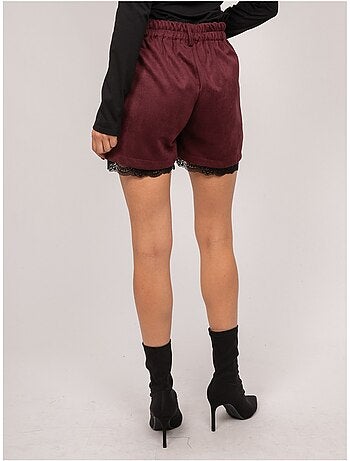 Short effet daim bordure dentelle xabara