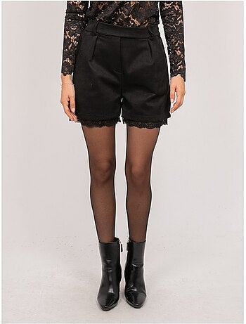 Short effet daim bordure dentelle xabara