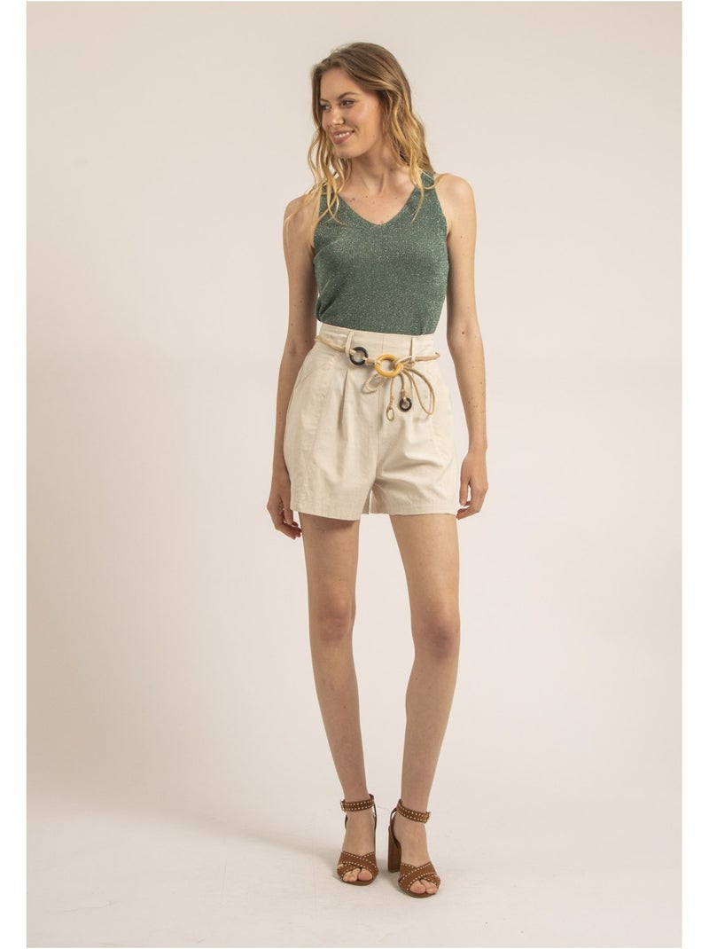 Short effet lin XEDONA Beige - Kiabi