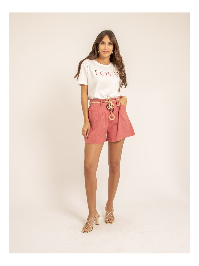 Short effet lin XEDONA Rose - Kiabi