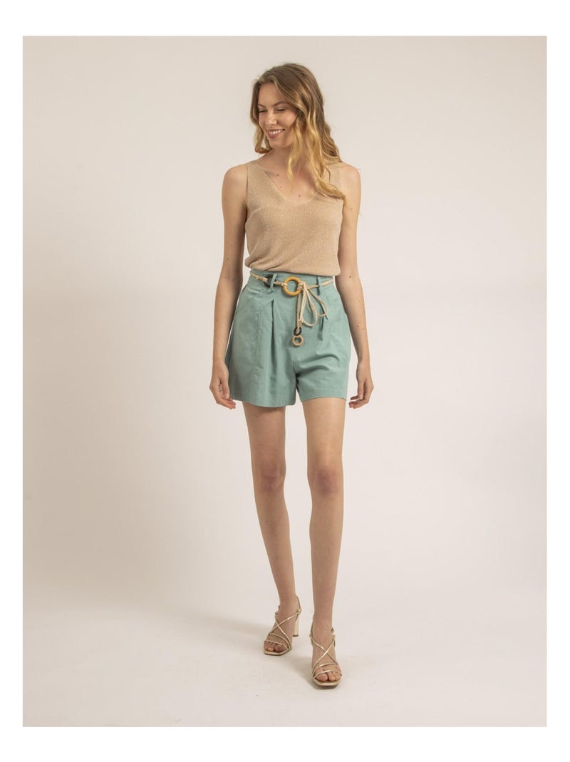 Short effet lin XEDONA Vert d'eau - Kiabi