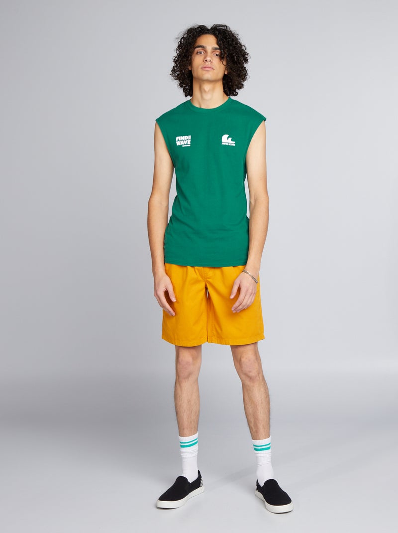 Short élastique en coton Jaune moutarde - Kiabi