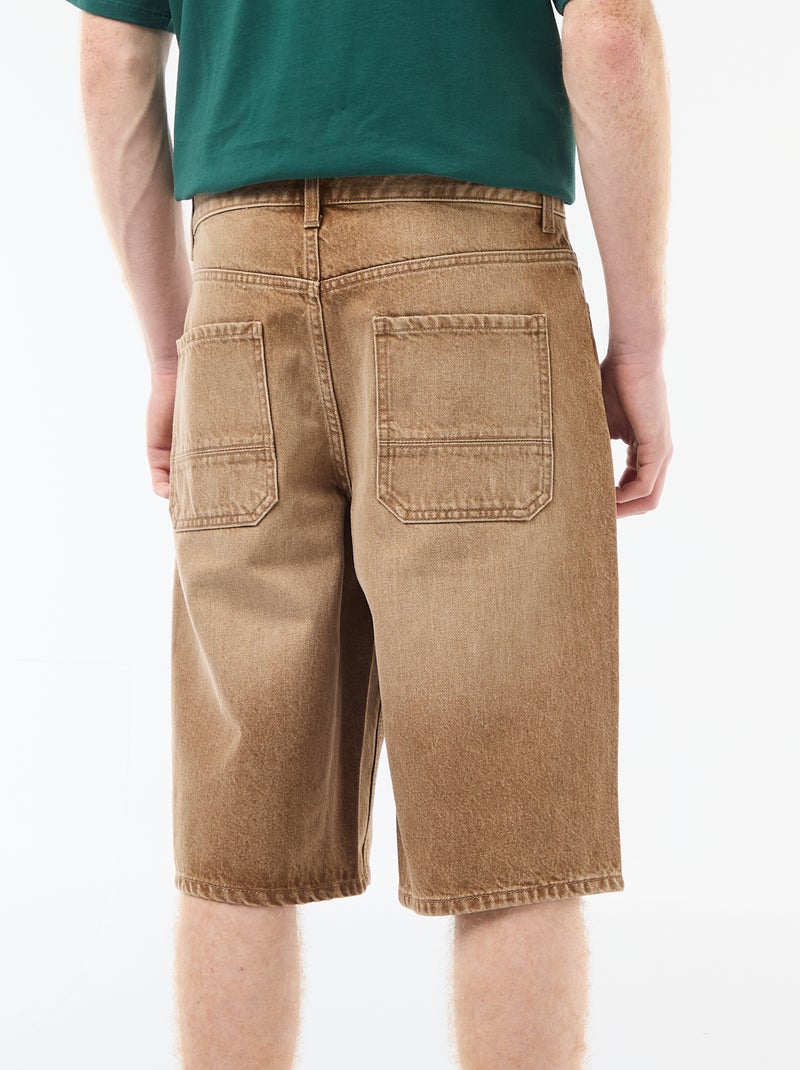 Short en baggy effet original en coton Marron - Kiabi
