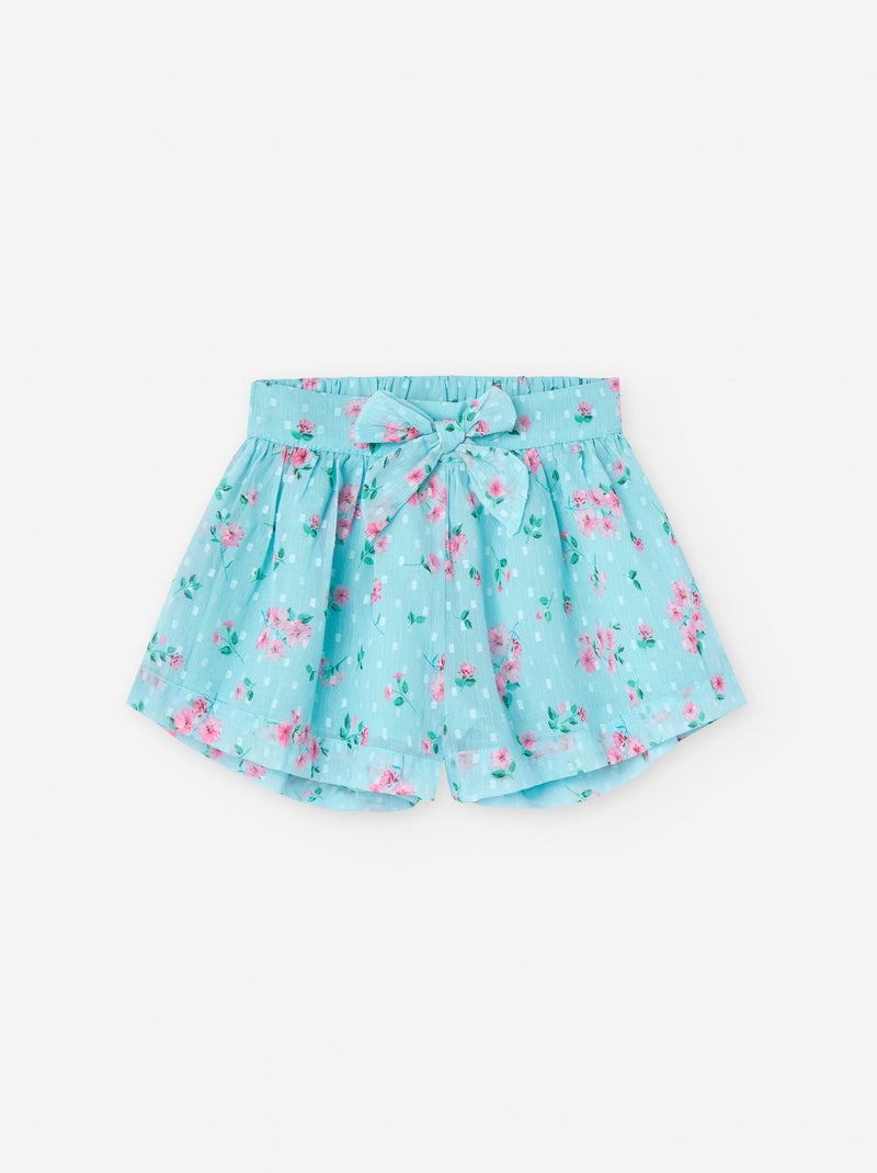 Short en Bamboula Motif Floral Vert clair - Kiabi