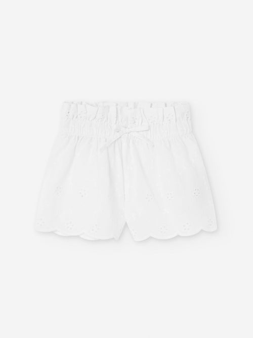Short en Chambray avec Broderie Anglaise - Kiabi