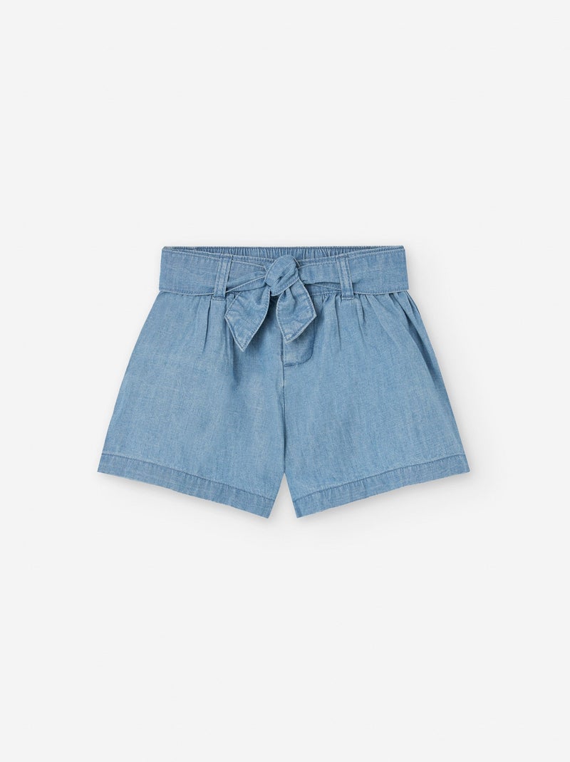 Short en Chambray avec Noeud Bleu - Kiabi