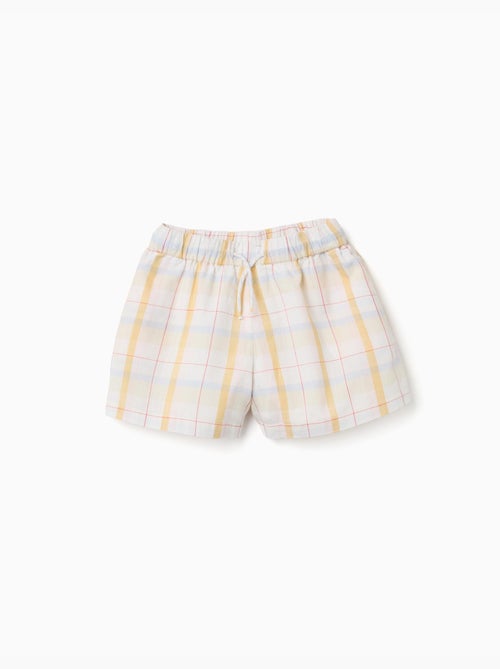 Short en coton à carreaux avec cordon de serrage B&S - Kiabi