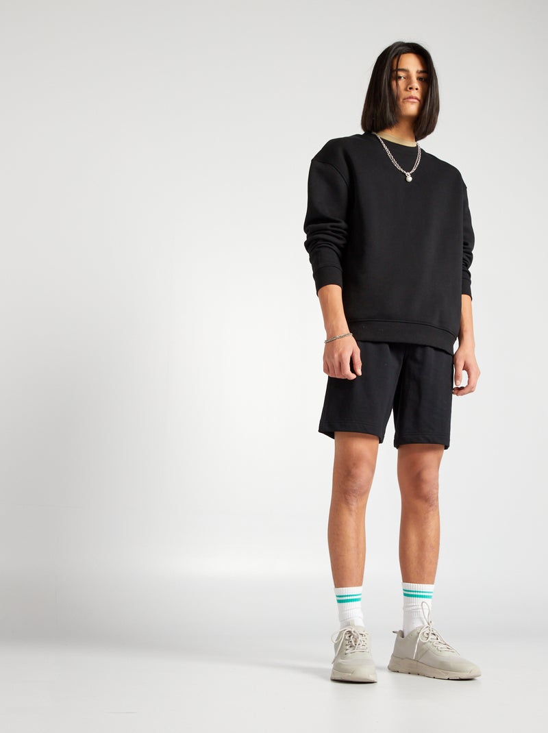 Short en coton à contrastes noir - Kiabi