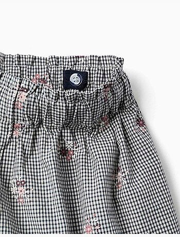 Short en coton à motif Vichy et imprimé floral