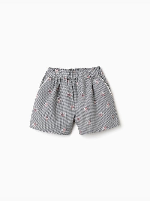 Short en coton à motif Vichy et imprimé floral - Kiabi Short en coton à motif Vichy et imprimé floral - Kiabi
