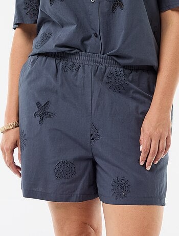 Short en coton à motifs ajourés