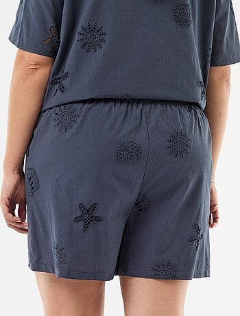 Short en coton à motifs ajourés