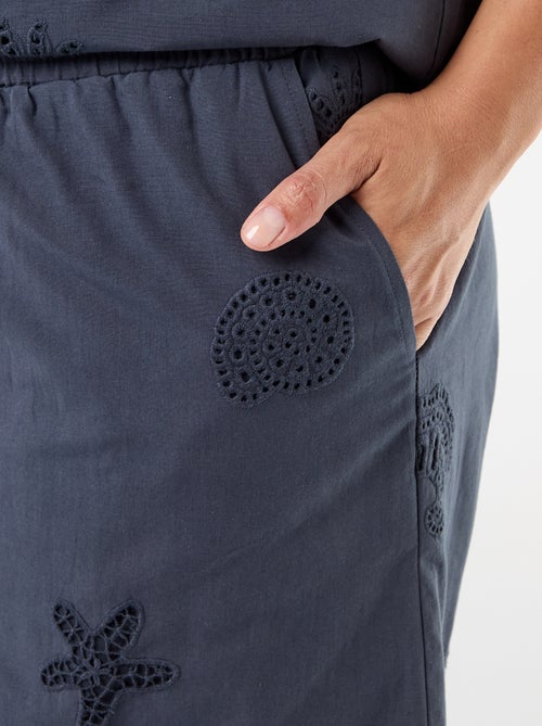 Short en coton à motifs ajourés - Kiabi