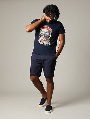 Short en coton à motifs géométriques avec fermeture à glissière 'Deeluxe'