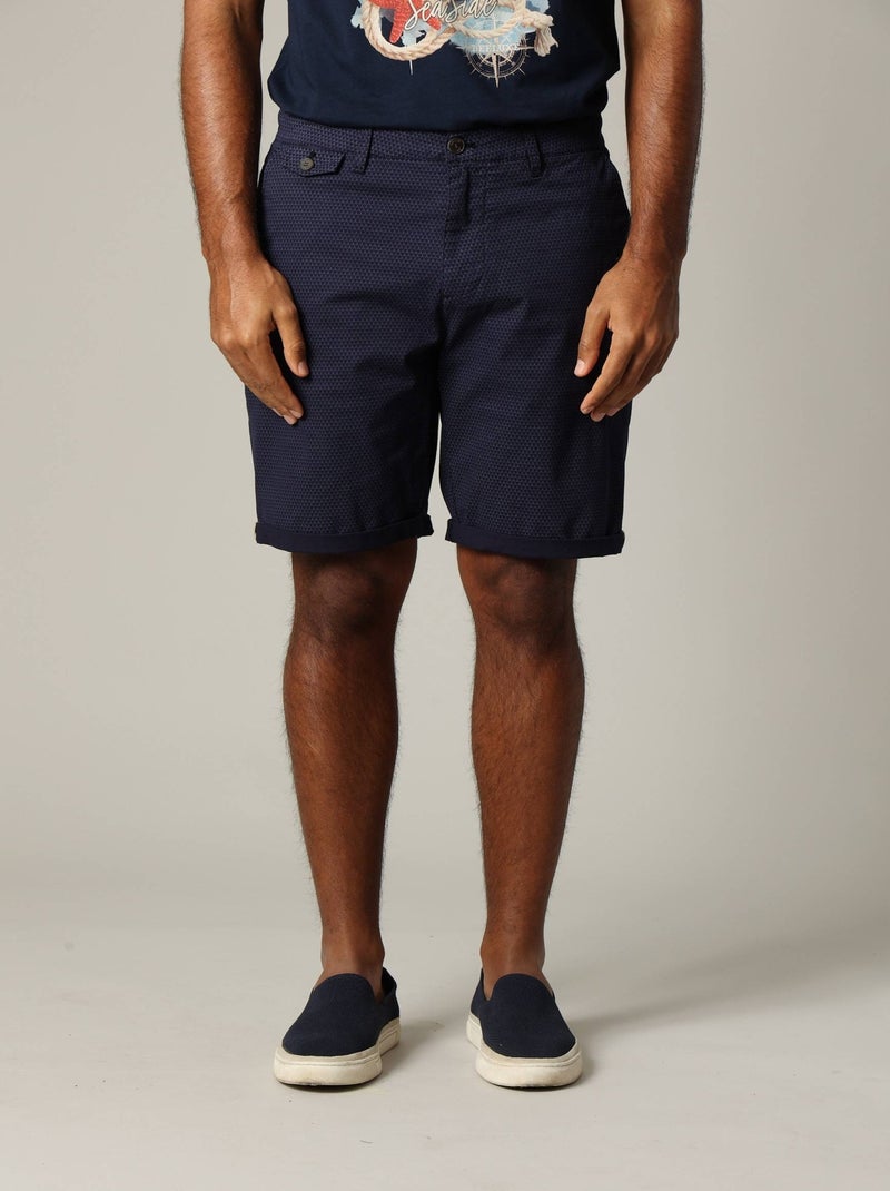 Short en coton à motifs géométriques avec fermeture à glissière 'Deeluxe' Bleu marine - Kiabi