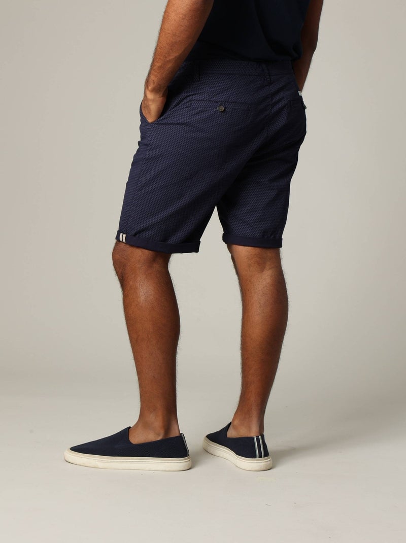 Short en coton à motifs géométriques avec fermeture à glissière 'Deeluxe' Bleu marine - Kiabi