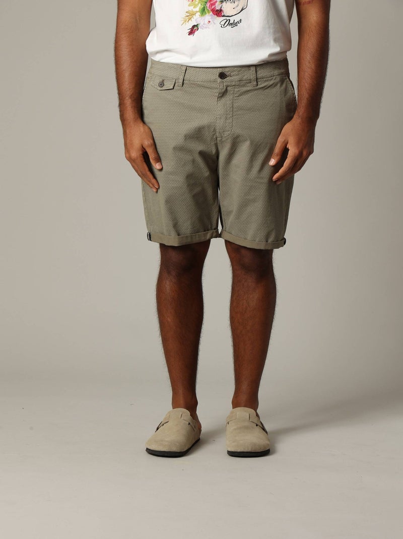Short en coton à motifs géométriques avec fermeture à glissière 'Deeluxe' Vert kaki clair - Kiabi