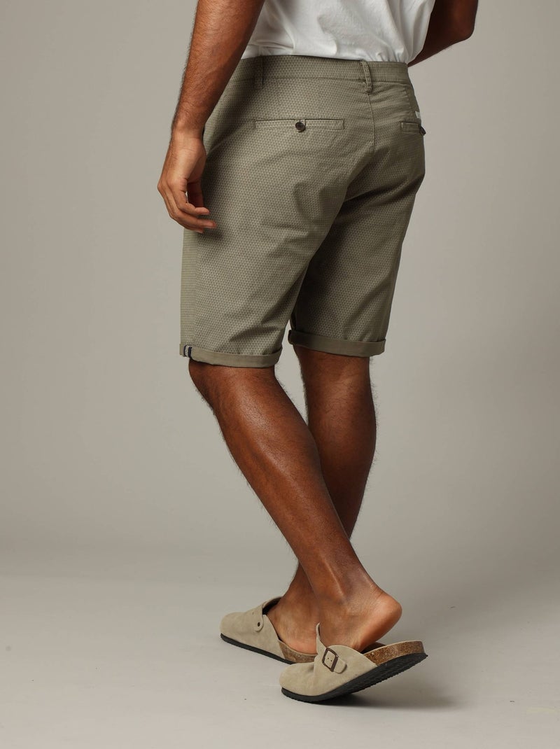 Short en coton à motifs géométriques avec fermeture à glissière 'Deeluxe' Vert kaki clair - Kiabi