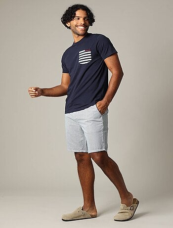 Short en coton à rayures avec taille élastiquée et cordon 'Deeluxe'