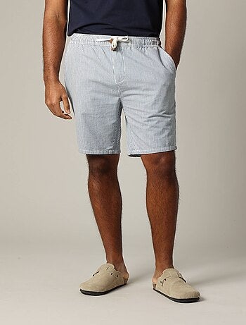 Short en coton à rayures avec taille élastiquée et cordon 'Deeluxe'