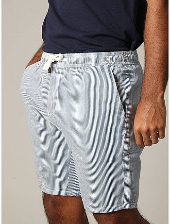 Short en coton à rayures avec taille élastiquée et cordon 'Deeluxe'