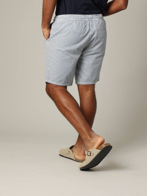 Short en coton à rayures avec taille élastiquée et cordon 'Deeluxe' - Kiabi