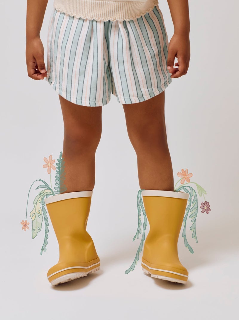 Short en Coton à Rayures Brothers & Sisters Vert foncé - Kiabi