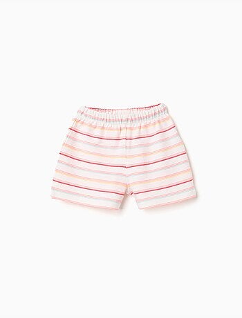 Short en coton à rayures et taille élastique