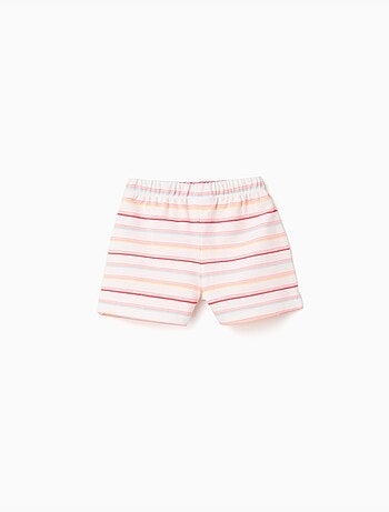 Short en coton à rayures et taille élastique