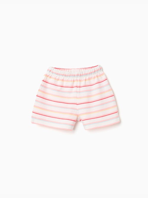Short en coton à rayures et taille élastique - Kiabi