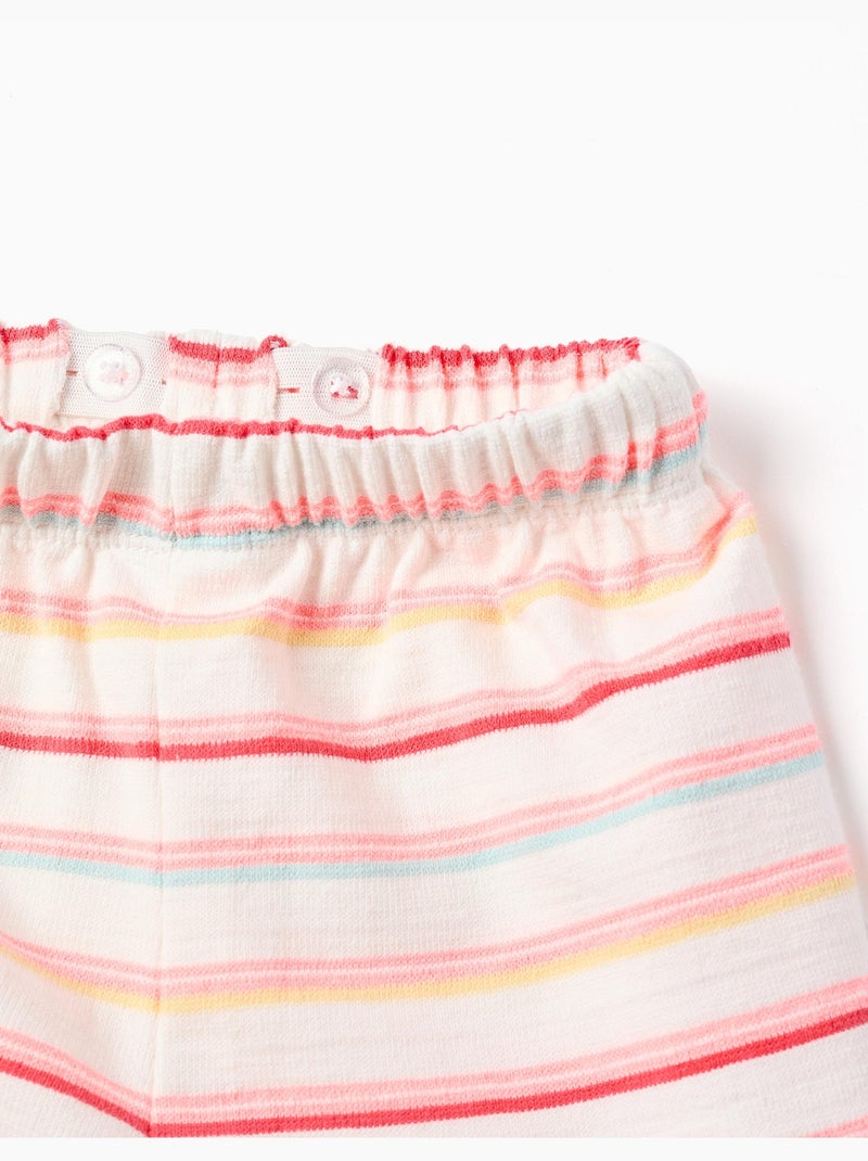 Short en coton à rayures et taille élastique Blanc - Kiabi