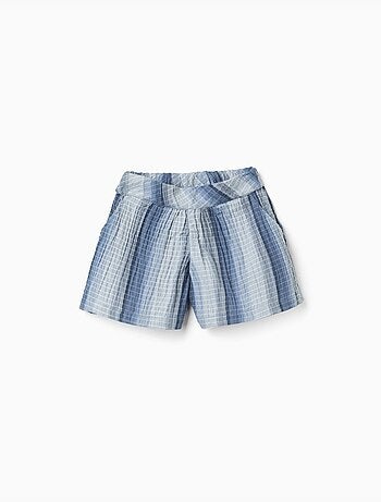 Short en coton à rayures et taille élastique