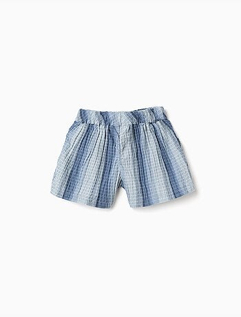 Short en coton à rayures et taille élastique