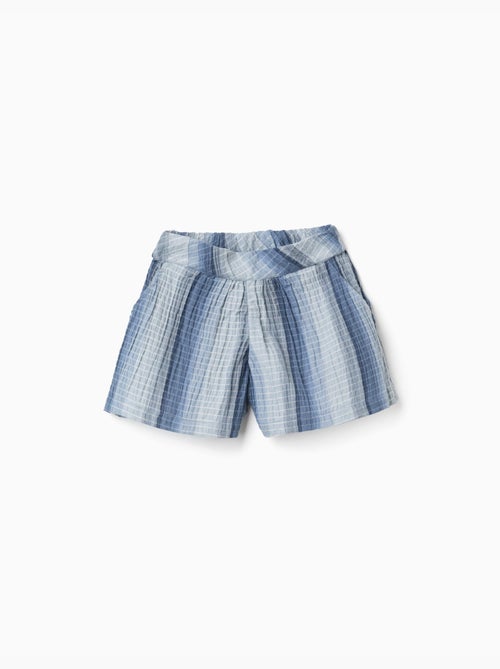 Short en coton à rayures et taille élastique - Kiabi