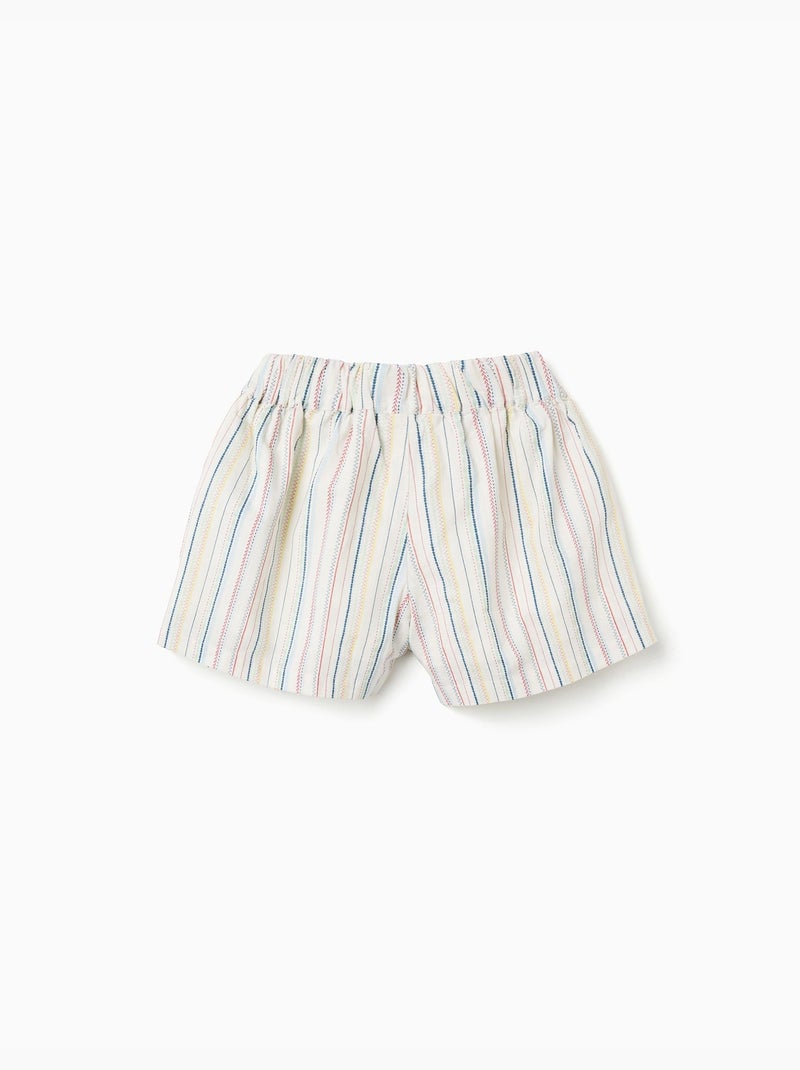 Short en coton à rayures ethniques B&S Blanc - Kiabi