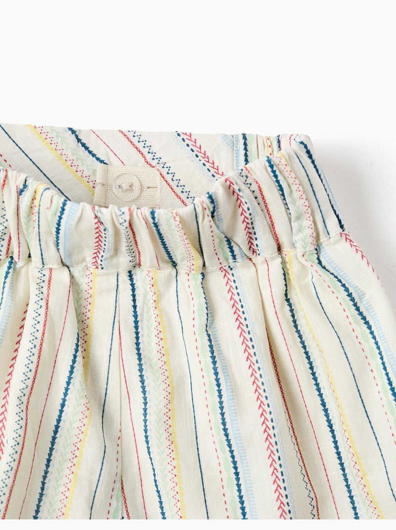 Short en coton à rayures ethniques B&S Blanc - Kiabi