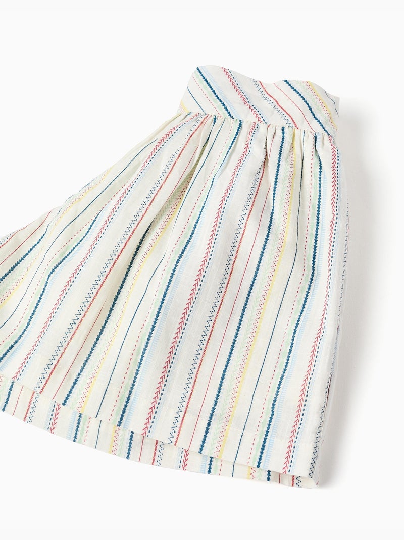 Short en coton à rayures ethniques B&S Blanc - Kiabi