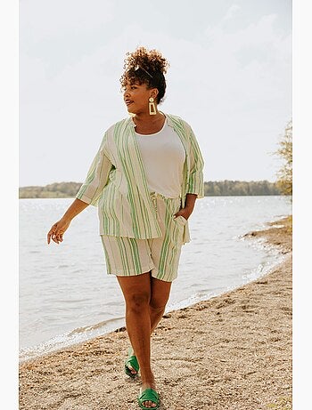 Short en coton à rayures fluo