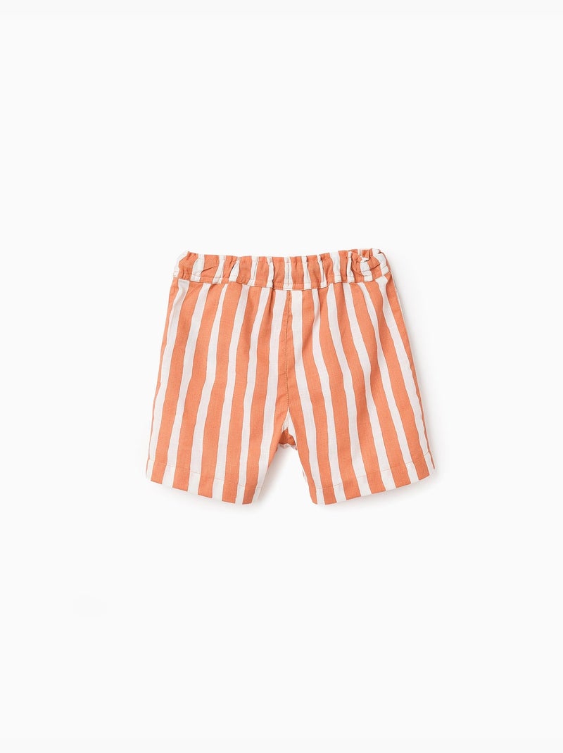 Short en Coton à Rayures Orange clair - Kiabi