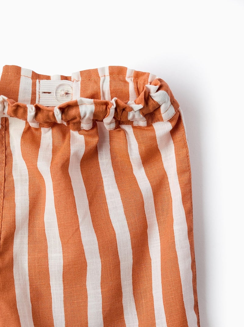 Short en Coton à Rayures Orange clair - Kiabi